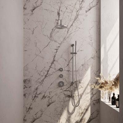Brushed Edition thermostatische inbouw regendouche SET 15 met 20 cm douchekop en gebogen muurarm en staaf handdouche en doucheslang