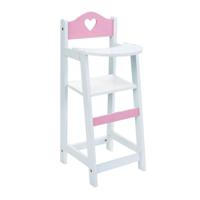 Houten poppenstoel - Wit/Roze - met Hartje - thumbnail