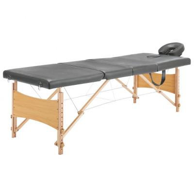 VidaXL Massagetafel met 4 zones 186x68 cm houten frame antraciet