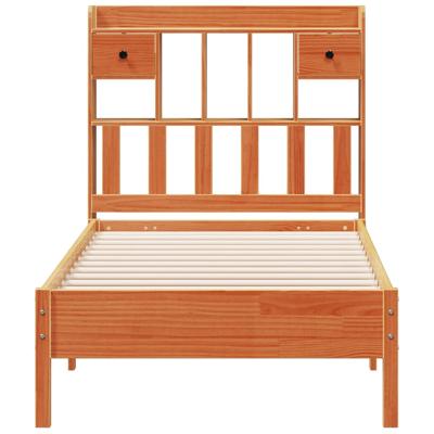 Bed met boekenkast zonder matras grenenhout wasbruin 100x200 cm