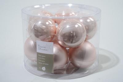 10 kerstballen poeder roze emaille 60 mm KSD - Ksd