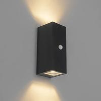 QAZQA Wandlamp zwart 2-lichts IP44 met bewegingssensor - Baleno - thumbnail