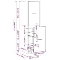 Apothekerskast 30x41x118 cm bewerkt hout oud houtkleurig - thumbnail