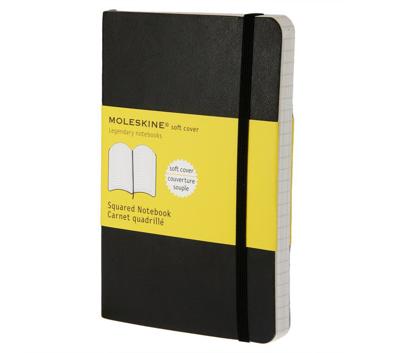 Notitieboek Moleskine pocket 90x140mm ruit 5x5mm soft cover zwart