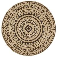 Vloerkleed handgemaakt met donkerbruine print 150 cm jute - thumbnail