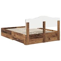Bedframe met hoofdeinde Oudhout 140 x 190 cm Bewerkt hout - thumbnail