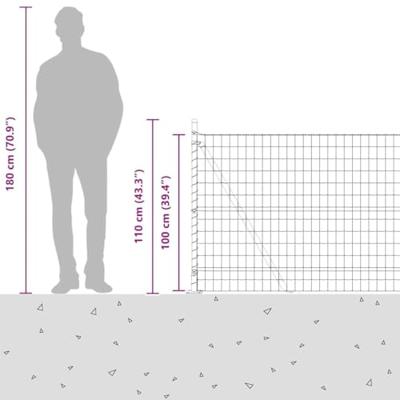 VidaXL Hek met paal grijs 1 x 10 m staal en pvc