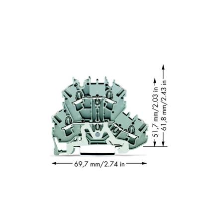 WAGO 2002-2228 Doorgangsklem 2-etages 5.20 mm Spanveer Toewijzing: L Grijs 50 stuk(s)