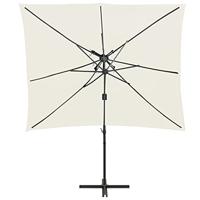 VidaXL Zweefparasol met dubbel dak 250x250 cm zandkleurig - thumbnail