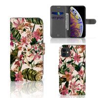 Apple iPhone 11 Hoesje Flowers | Portemonnee hoesje - thumbnail