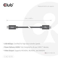Club3D USB4 Gen 4x2 80Gbps 240W USB Type-C 1.2m USB-IF gecertificeerd - thumbnail