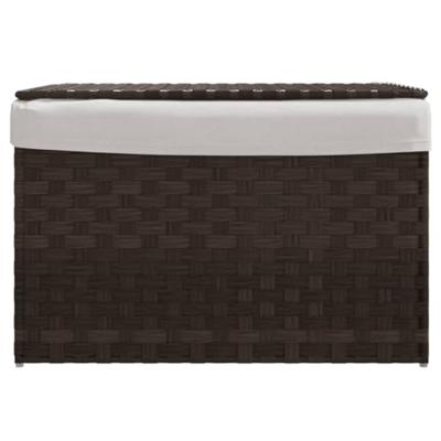 VidaXL Wasmand met deksel 55,5x35x34 cm poly rattan donkerbruin