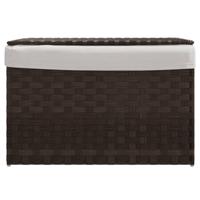 Wasmand met deksel 55,5x35x34 cm poly rattan donkerbruin - thumbnail