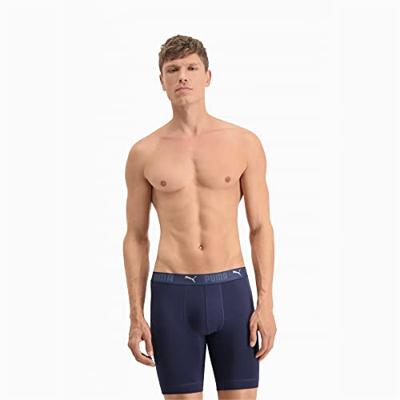 2-pack Heren boxershort lange pijpjes - Blauw - Heren onderbroek tegen schurende benen - Katoen