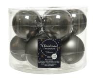 Kerstbal glas d6 cm grijs ass 10st Decoris - Decoris - thumbnail
