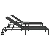 Ligstoel met kussen 2 pcs Zwart 40 x 39 x 40.5cm poly rattan - thumbnail