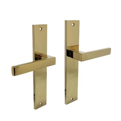 Deurkruk Hera op langschild 245x45mm blind PVD messingkleur