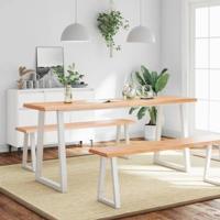 Tafelblad natuurlijke rand 180x50x(2-6)cm eikenhout lichtbruin - thumbnail