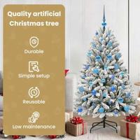 Kunstkerstboom met 150 LED Groen en Wit 150 cm PVC en Metaal - thumbnail