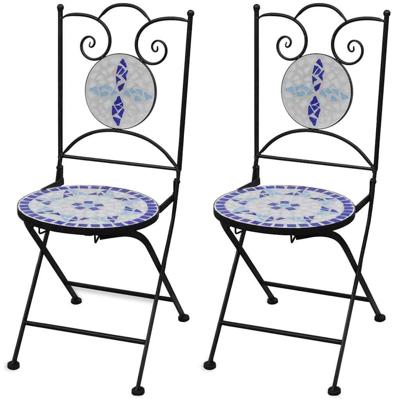 Bistrostoelen inklapbaar 2 st keramiek blauw en wit