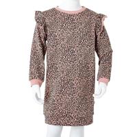 Kinderjurk met luipaardprint 116 middelroze - thumbnail