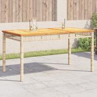 Tuintafel 140x80x75 cm poly rattan en acaciahout beige - thumbnail