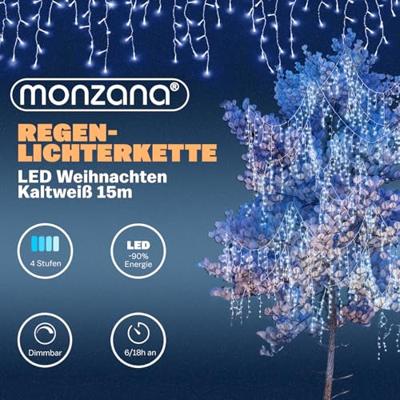 Regenlichtketting Kerstmis 400 LED's 15m met afstandsbediening