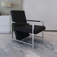 Fauteuil met chromen poten kunstleer zwart - thumbnail