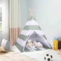 VidaXL Kindertent grijs en wit 120 x 120 x 150 cm massief grenenhout - thumbnail