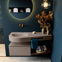 MONDIAZ RIVA 120cm badmeubel onderkast / planchet kleur Smoke met 1 lade. Wastafel DULCET links 0 kraangaten kleur Smoke. - thumbnail