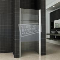 Partly nisdeur rechts 700 x 2000 x 8 mm nano helder glas met melkglas middenband/chroom - thumbnail