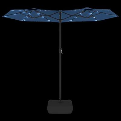 Parasol dubbel met LED's 316x240 cm azuurblauw Parasol dubbel met LED's 316x240 cm azuurblauw