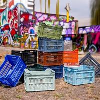 Gerecyclede fietskrat Urban Proof 30 liter - legergroen - thumbnail