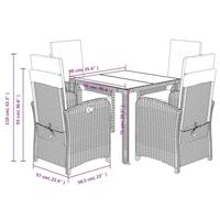 5-delige Tuinset met kussens poly rattan zwart - thumbnail