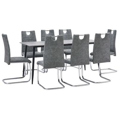 vidaXL 9-delige Eethoek kunstleer grijs