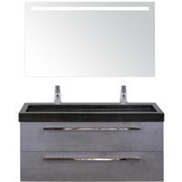 Seville Badmeubelset 120 cm - 2 Laden Beton Antraciet - Wastafel Lucca Enkel met Sence Spiegel - thumbnail