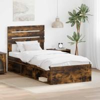 Bedframe Gerookt eiken 90 x 200 cm Massief grenenhout - thumbnail