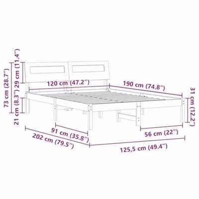 Bedframe Wasbruin 120 x 190 cm Massief grenenhout