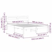 Bedframe Bruin 120 x 190 cm Massief grenenhout - thumbnail