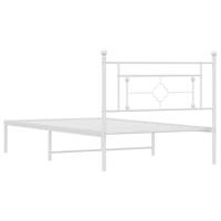 Bedframe met hoofdbord metaal wit 107x203 cm - thumbnail