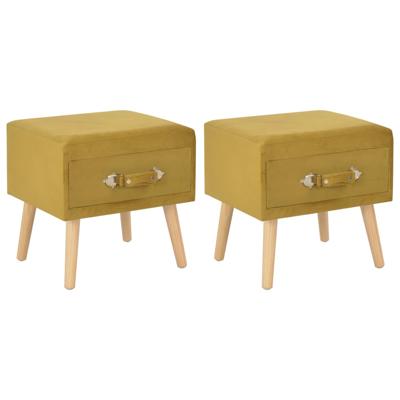 VidaXL Nachtkastjes 2 st 40x35x40 cm fluweel mosterdkleurig VidaXL Nachtkastjes 2 st 40x35x40 cm fluweel mosterdkleurig