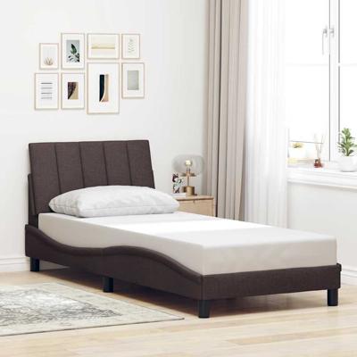 Bedframe zonder matras "Hanko" 90x200 cm stof donkerbruin