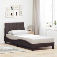 Bedframe zonder matras "Hanko" 90x200 cm stof donkerbruin - thumbnail