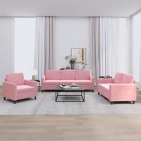 3-delige Loungeset fluweel roze - thumbnail