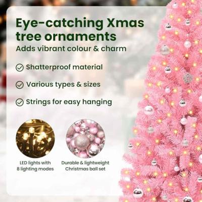 VidaXL Kerstboom met 150 led met standaard roze 150 cm pvc