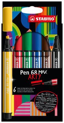 STABILO pen 68 max arty viltstift met dikke beitelpuntetui 6 kleuren