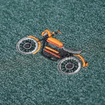 Kindertrui met motorprint 92 gemleerd donkergroen Kindertrui met motorprint 92 gemleerd donkergroen