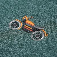 Kindertrui met motorprint 92 gemleerd donkergroen - thumbnail