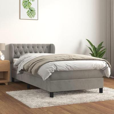 Boxspring met matras fluweel lichtgrijs 90x190 cm