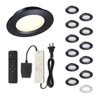 Set LED-inbouwspot met afstandsbediening Modena zwart 3W dimbaar 1-12 stuks - thumbnail